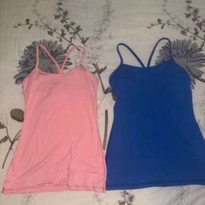 LULULEMON flow y nulu tanks blue& pink size 6